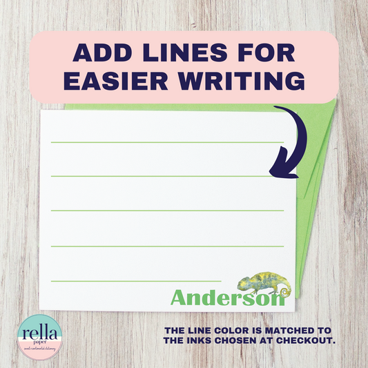 Iguana Lizard Personalized Stationery Set for Kids with Envelopes