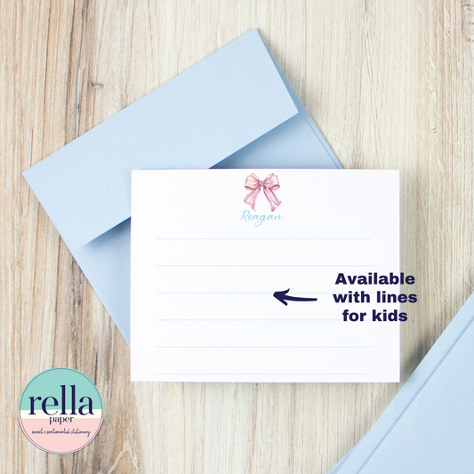 Personalized Pink Bow Stationery Set Coquette Aesthetic for Women or Girls