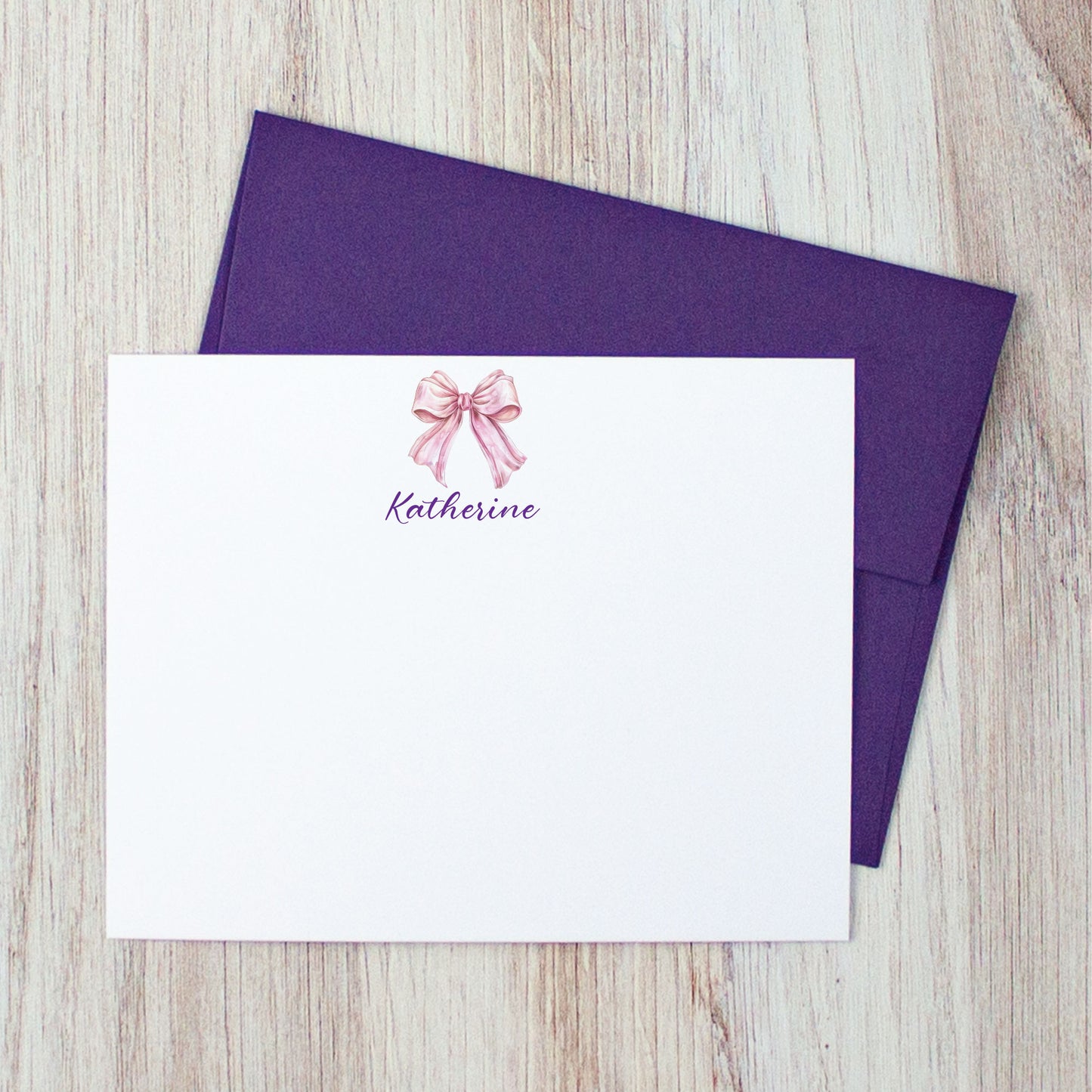 Personalized Pink Bow Stationery Set Coquette Aesthetic for Women or Girls