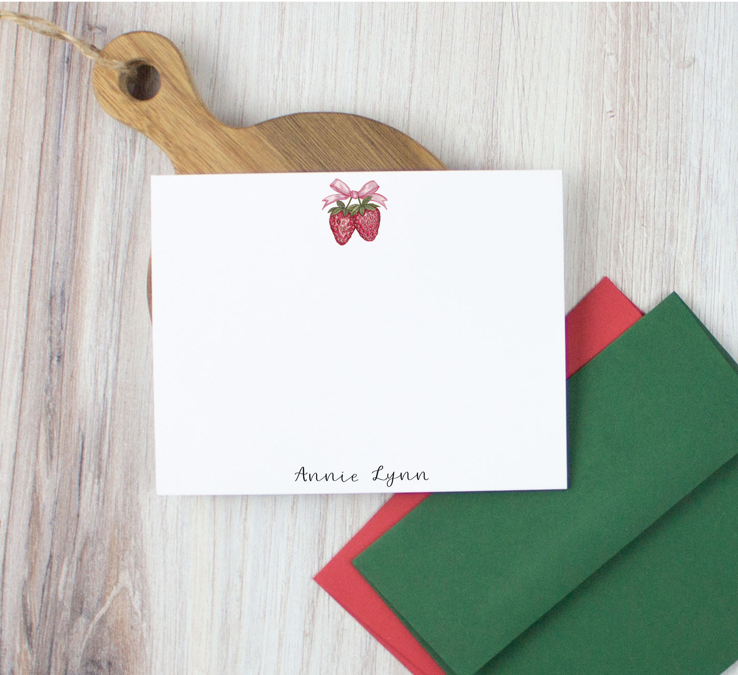 Personalized Coquette Strawberry Stationery Set for Women or Girls