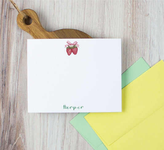 Personalized Coquette Strawberry Stationery Set for Women or Girls
