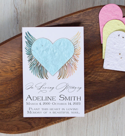 Plantable Funeral Service Favors with Angel Wings Customized