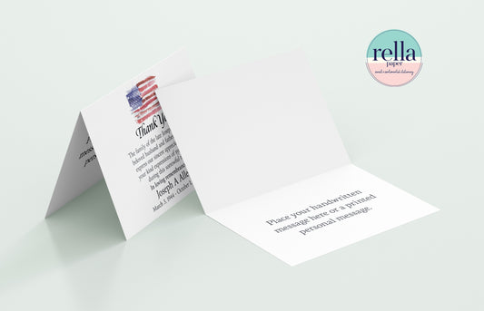 Personalized Sympathy Thank You Card with American Flag