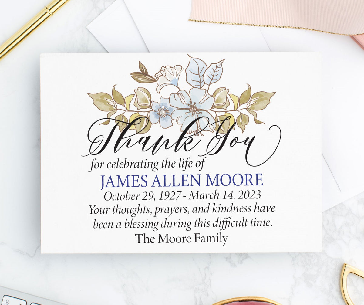 Blue Floral Sympathy Thank You Cards Customized Rella Paper blue-floral-sympathy-thank-you-cards-customized-rella-paper