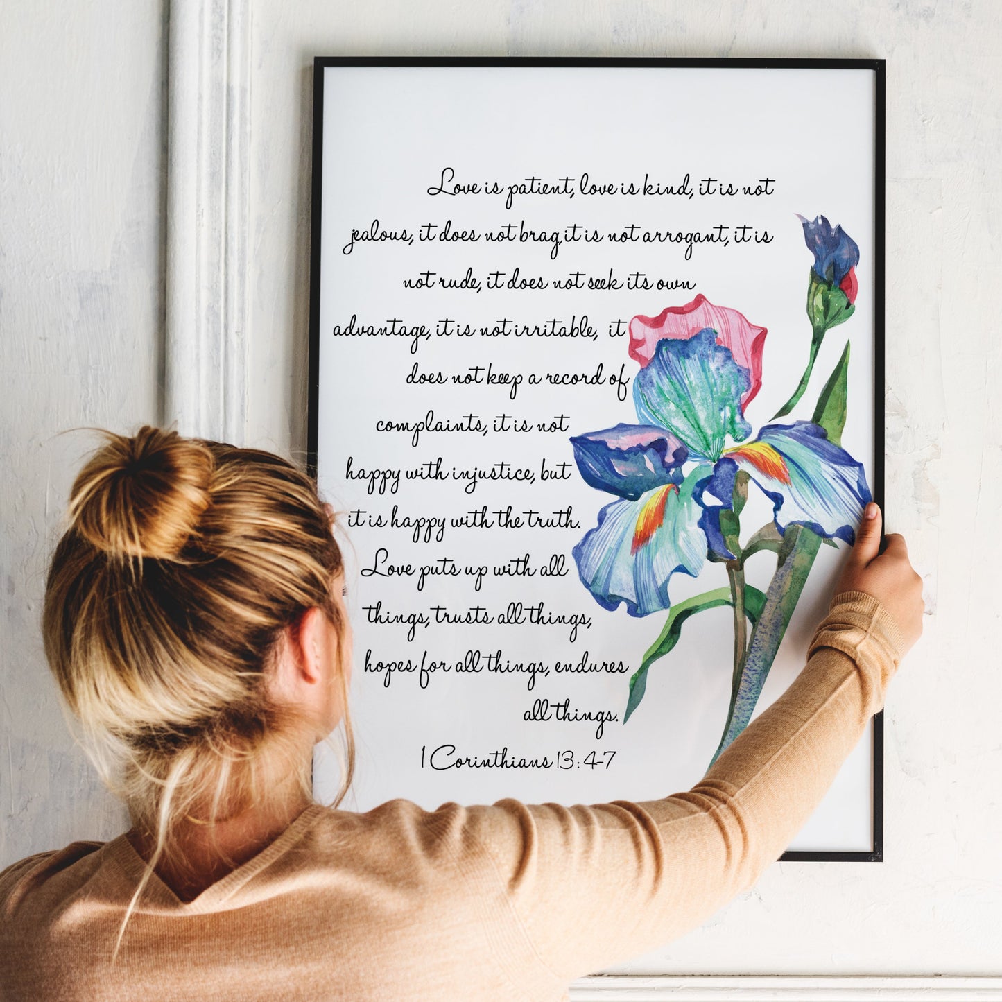 Bible Verse Print 1 Corinthians 13 4-8, Love is Patient Love is Kind