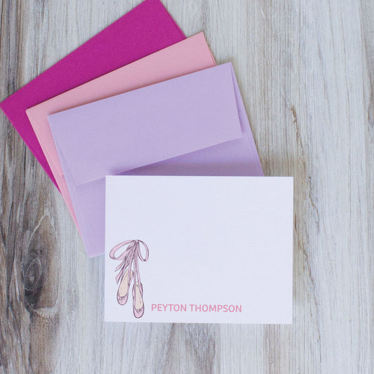 Ballet Slipper Personalized Stationery for Girls Pink Lavender