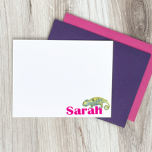 Load image into Gallery viewer, Iguana Lizard Personalized Stationery Set for Kids with Envelopes