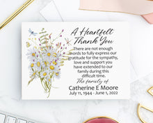 Load image into Gallery viewer, Personalized Floral Daisy Sympathy Thank You Cards with Envelopes