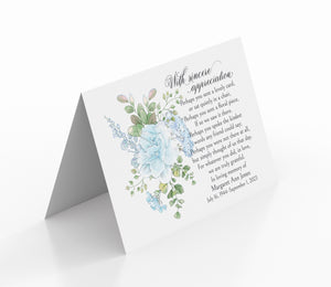 Blue Floral Sympathy Thank You Cards