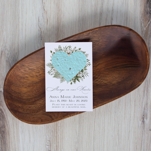 Plantable Funeral Favor with Seed Hearts Personalized