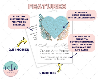 Plantable Funeral Service Favors with Angel Wings Customized