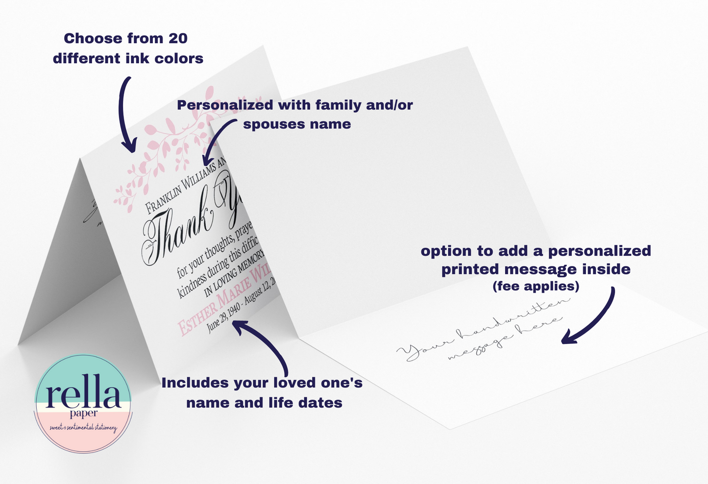 Personalized Sympathy Thank You Cards with Envelopes