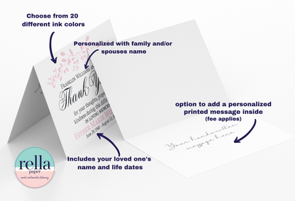Personalized Sympathy Thank You Cards with Envelopes