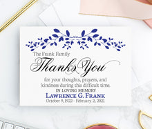 Load image into Gallery viewer, Sympathy Thank You Card for After Funeral Navy Ink Design