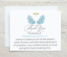 Load image into Gallery viewer, Sympathy Thank You Card for Loss of a Child with Angel Wings