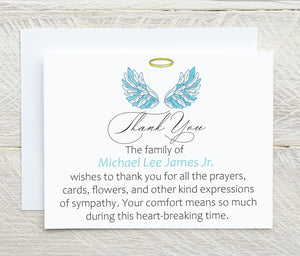 Sympathy Thank You Card for Loss of a Child with Angel Wings