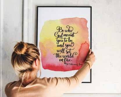 Catholic Saint Quote Art- St Catherine of Siena Watercolor Print