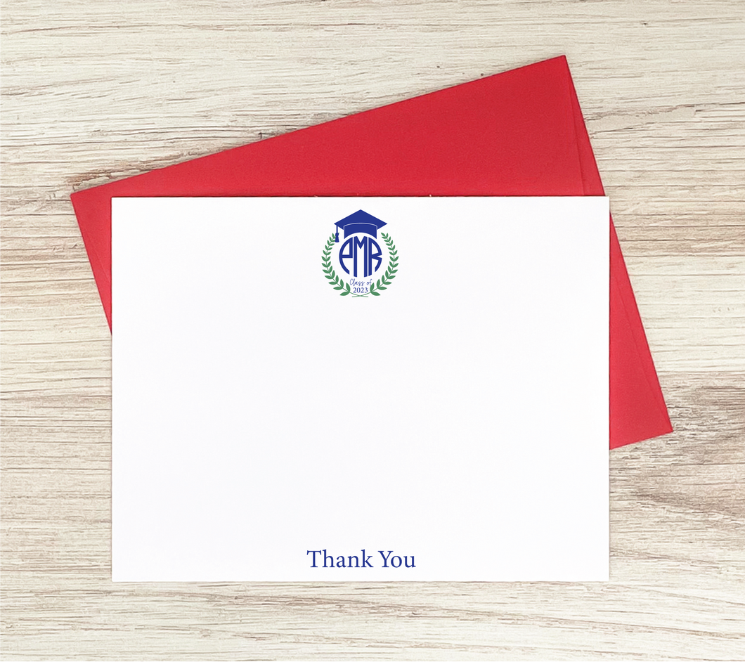 Personalized Graduation Thank You Cards with Monogram