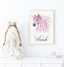 Load image into Gallery viewer, Personalized Unicorn Wall Art for Girls