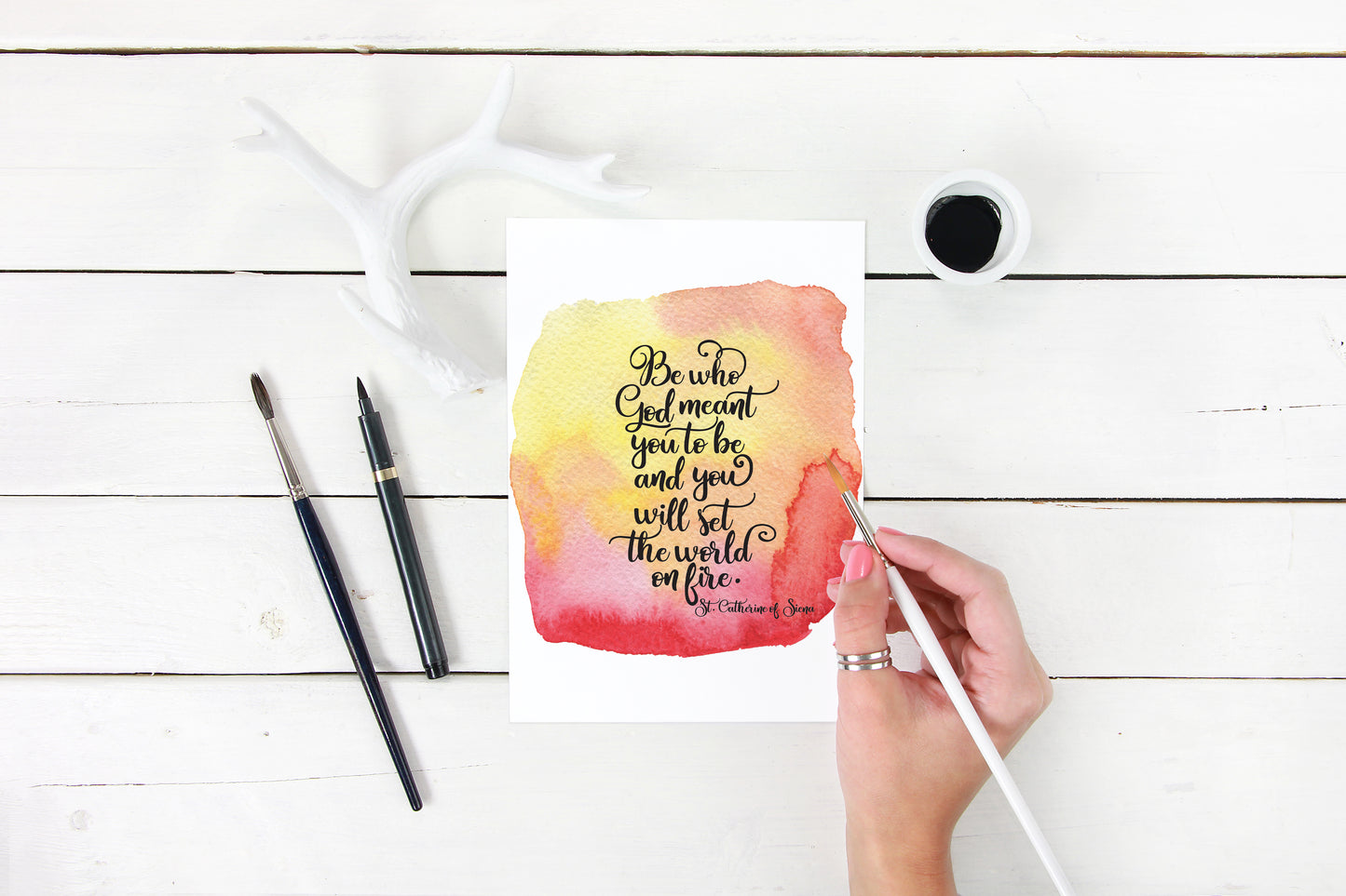 Catholic Saint Quote Art- St Catherine of Siena Watercolor Print